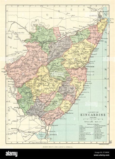 'County of Kincardine'. Kincardineshire. Parishes. BARTHOLOMEW 1888 old ...