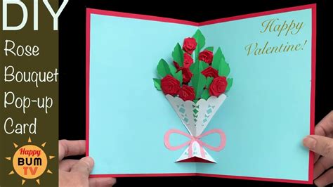 HOW TO MAKE ROSE BOUQUET POP UP CARD I DIY VALENTINE CARD I FLOWER POP ...