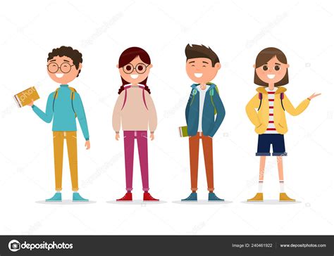 Students Different Character Isolated White Background Education ...