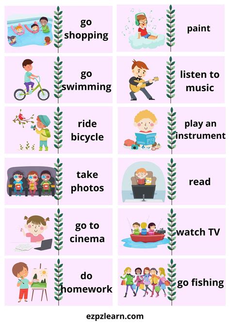 Free time Activities - Ezpzlearn.com