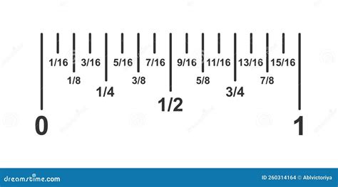 Inch Divided Into 16 Fractions. Part Of Typical Imperial Inch Ruler ...