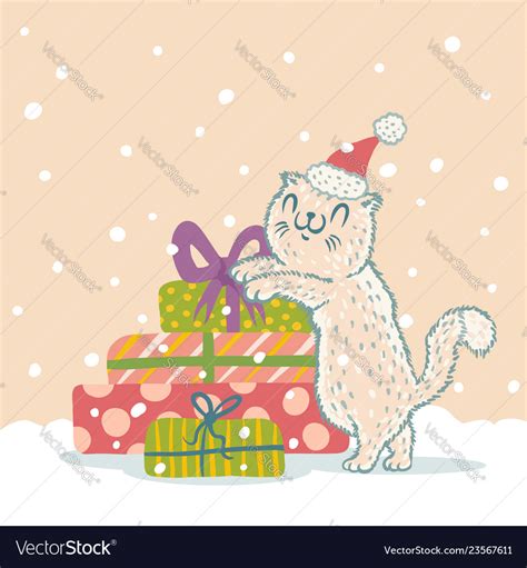 Cat in christmas hat Royalty Free Vector Image