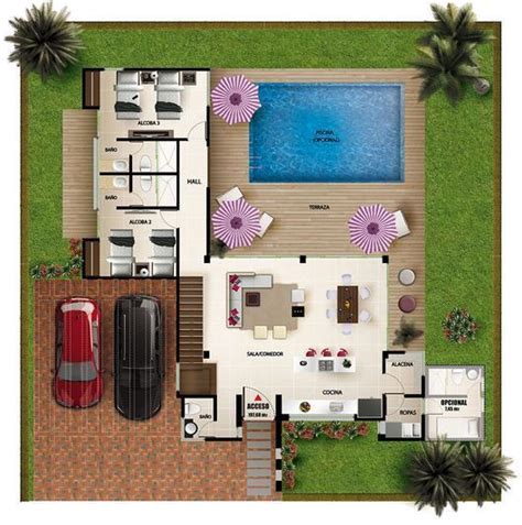 Planos Casa 100 Metros con Piscina