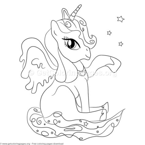 Cartoon Sitting Unicorn Coloring Pages Free instant download #coloring ...