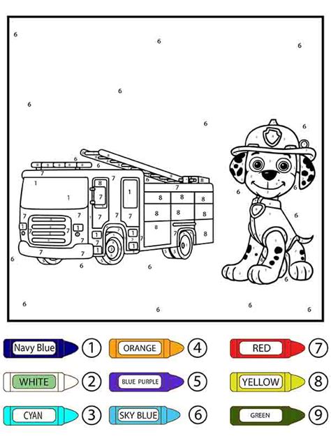 Paw Patrol Color by Number Coloring Pages - Free Printable Coloring ...