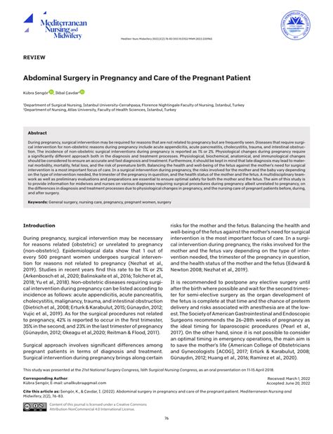 (PDF) Abdominal Surgery in Pregnancy and Care of the Pregnant Patient