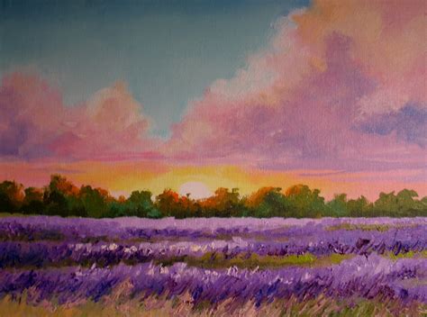 Nel's Everyday Painting: Sunset Lavender Fields - SOLD