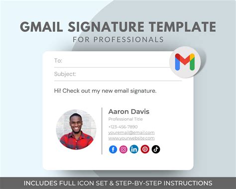 Gmail Email Signature Template Clickable Email Signature Professional ...