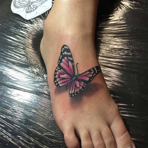 3d Butterfly Foot Tattoos