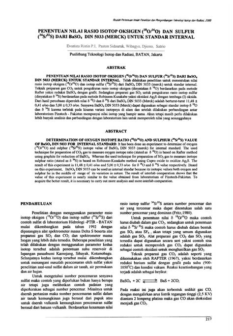 PENENTUAN NILAI RASIO ISOTOP OKSIGEN (180r60) DAN ...