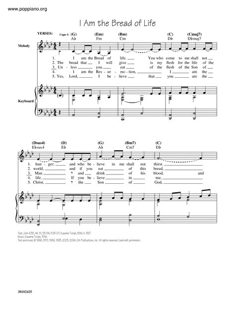 Spiritual-I Am The Bread Of Life Sheet Music pdf, - Free Score Download ★