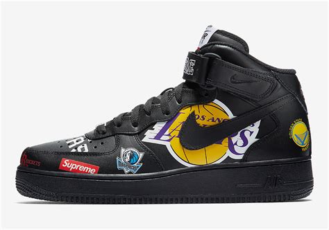 Supreme Nike Air Force 1 Mid Black NBA Logos AQ8017-001 | SneakerNews.com