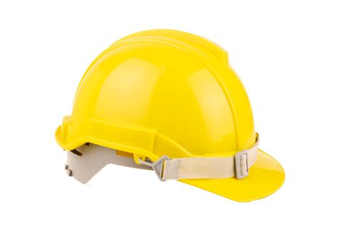 plastic yellow safety helmet or Construction hard hat concept safety ...