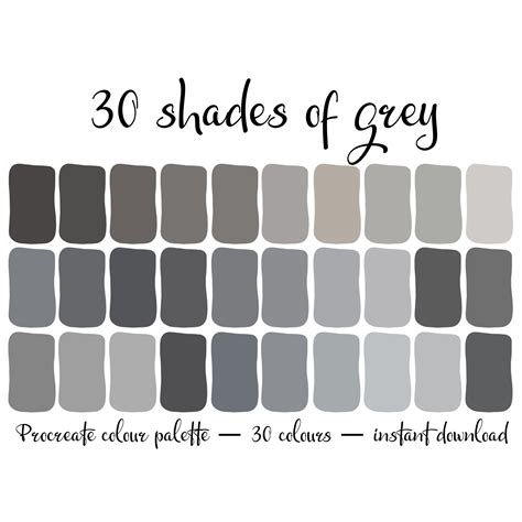 30 Shades of Grey, Colour Palette - Etsy