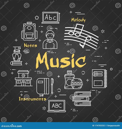 Vector Line Black Round Concept of Music Subject Stock Vector ...