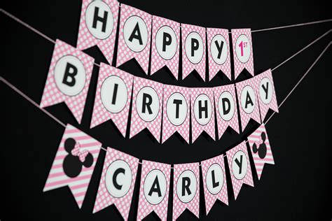 Pink Minnie Mouse Birthday Banner - Printable Studio