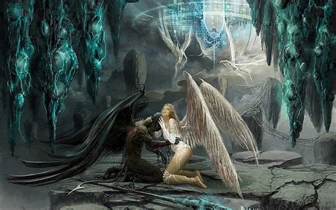 Good and Evil, art, fantasy, wings, angel, HD wallpaper | Peakpx