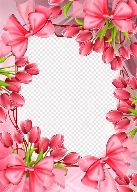 Pink Flower Frame Border Design | Webframes.org