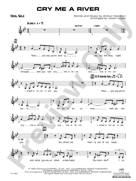 Cry Me a River: Vocal Solo: Vocal Solo Part - Digital Sheet Music Download