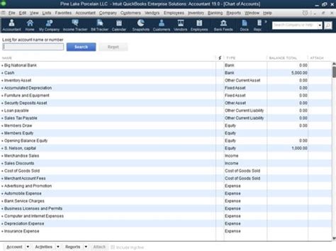 Quickbooks Chart Of Accounts Template