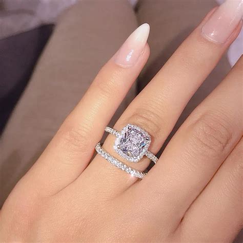 FAMSHIN Fashion Engagemen Zircon Crystal Rings Womens Girls Silver ...