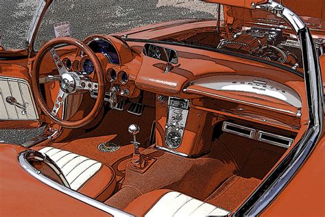 Corvette C1 Red Interior Digital Art by Scott M Powell - Pixels