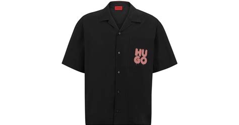 BOSS by HUGO BOSS Oversized-fit Shirt In Cotton With Graffiti-style ...