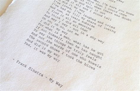 Frank Sinatra My Way Lyric My Way song lyrics Typewriter | Etsy