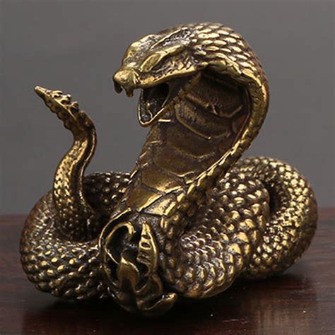 Hadanceo Cobra Statue Ornament Zodiac Snake Miniature Figurines Copper ...