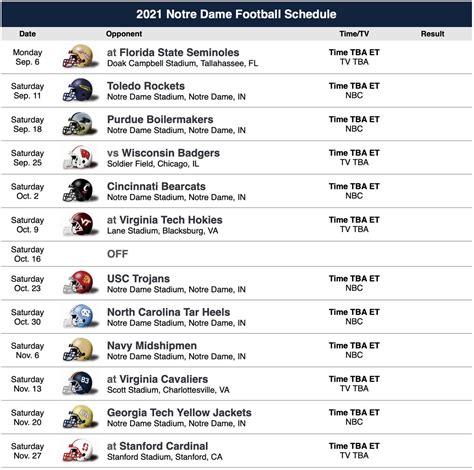 Notre Dame Football Schedule 2021 Printable - Printable Schedule