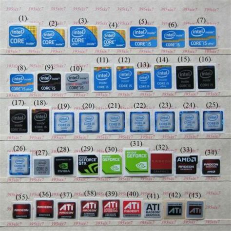 Laptop PC Processor Sticker (1st 3rd 4th 6th 7th 8th 9th Gen) ATI ...