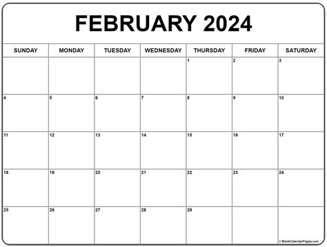 Blank Calendar For February 2024 Printable - Vanna Jannelle