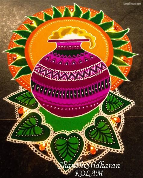 3 pongal rangoli design by shanti sridharan | Rangoli designs, New ...