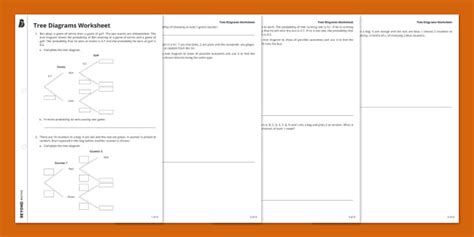 👉 Tree Diagrams Worksheet (teacher made) - Twinkl