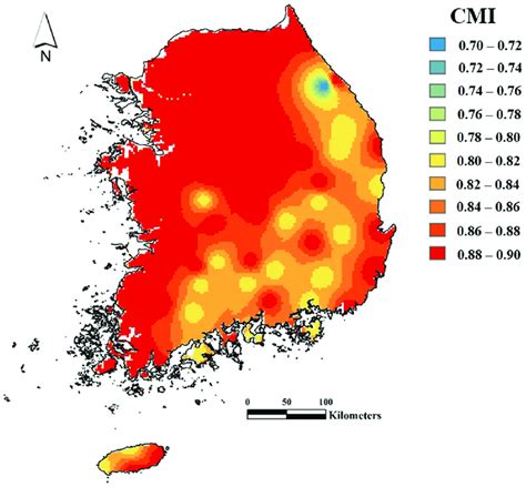 The climate similarity (i.e., the climate matching index (CMI) in ...