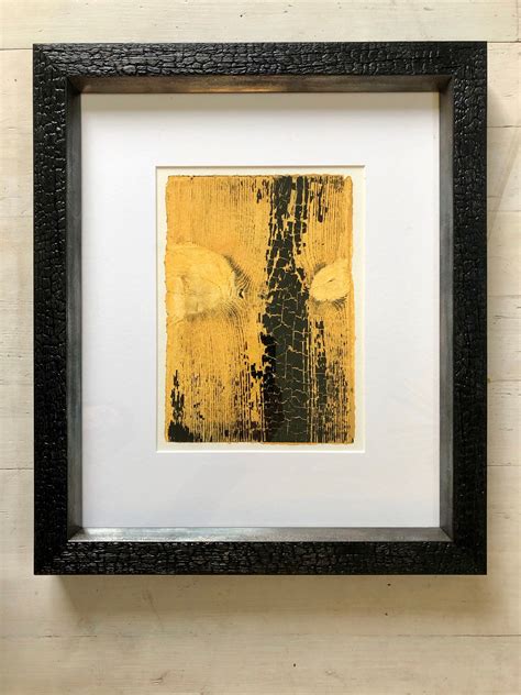 Set of two wood texture prints, Framed Monotype prints, original wood ...