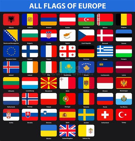 Flags of All Countries of Europe. Flat Style Stock Vector ...