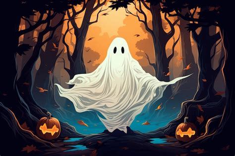 Premium Photo | Cartoon ghost on Halloween illustration AI generated