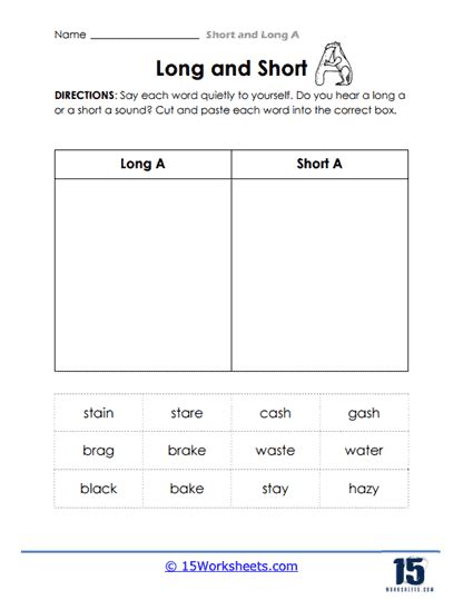 Short and Long A Worksheets - 15 Worksheets.com