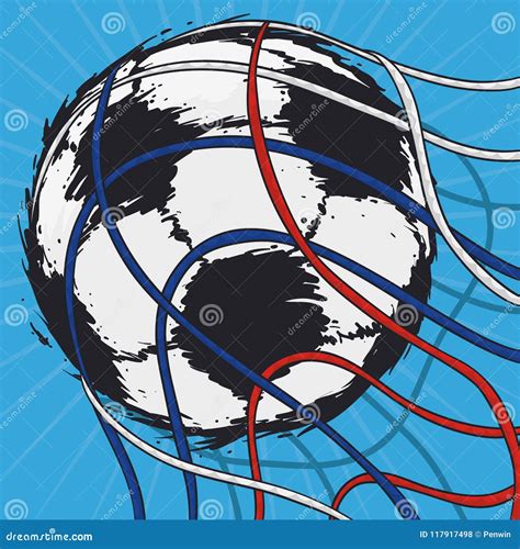 Soccer Ball Entering in the Goal Net during Football Match, Vector ...