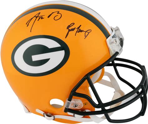 Aaron Rodgers & Brett Favre Green Bay Packers Dual Signed Riddell Pro ...