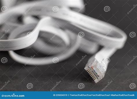 White flat ethernet cable stock image. Image of gray - 235034319