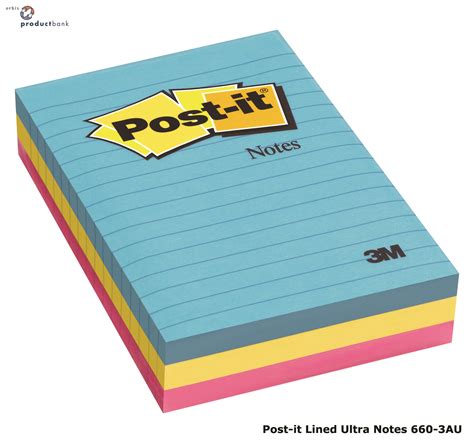 Post-it Notes - 660-3AU - 98x149mm - Ultra Lined - Assorted (Pack of 3 ...