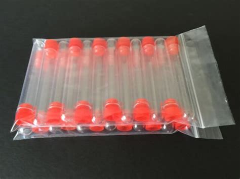 Clear Plastic Storage Tubes (24/Pkg) with Red Caps - 3" x 3/8", 5 ml | eBay