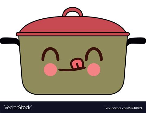 Kawaii kitchen pot cartoon saucepan of to cooking Vector Image