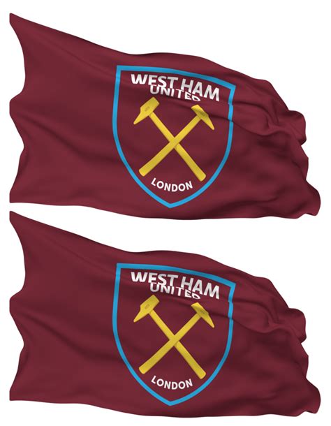 West Ham United Football Club Flag Waves Isolated in Plain and Bump ...