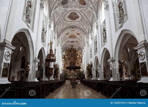 Interior of the Church of the Ascension of Mary. Landsberg am Lech ...