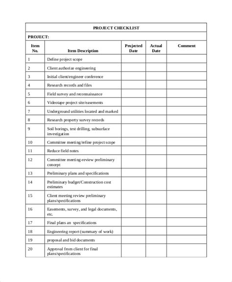 FREE 13+ Sample Project Checklists in Excel | MS Word | PDF | Google ...