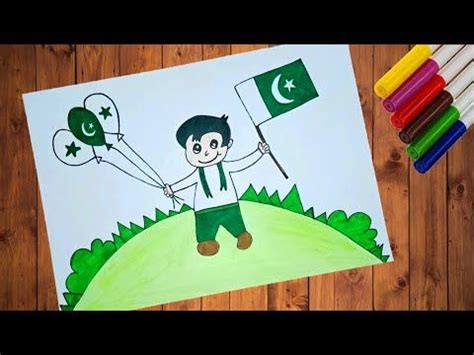 14 August Drawing Easy/Pakistan Independence Day Drawing/Pakistan Flag ...