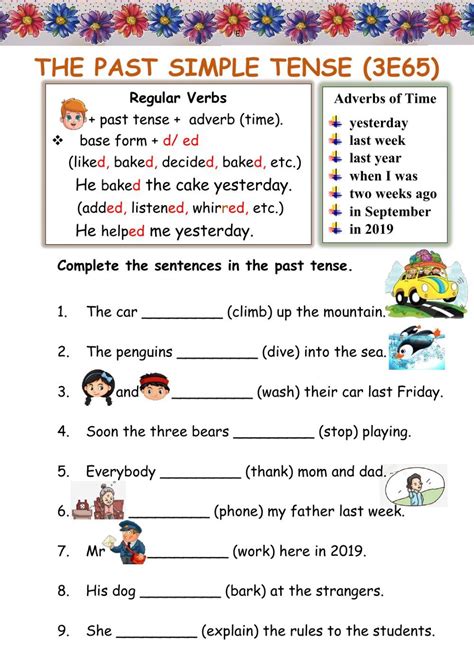 Simple Past Tense Worksheet English Grammer Exercises Simple Past Tense ...